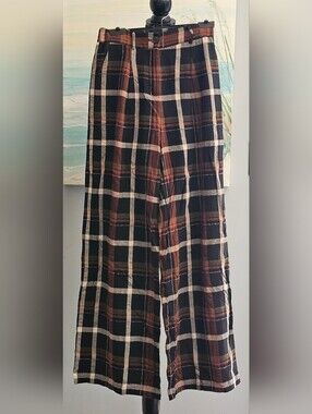 FRNCH Straight Plaid Pants